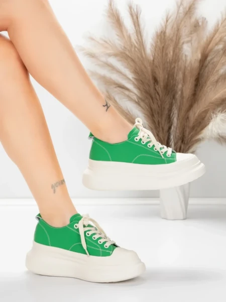 Pantofi Sport Dama din piele naturala 227802 Verde | A... » meishop.life