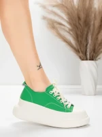 Pantofi Sport Dama din piele naturala 227802 Verde | A... » meishop.life