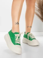 Pantofi Sport Dama din piele naturala 227802 Verde | A... » meishop.life