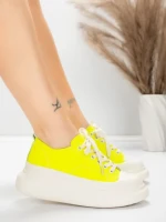 Pantofi Sport Dama din piele naturala 227802 Galben la... » meishop.life