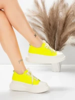 Pantofi Sport Dama din piele naturala 227802 Galben la... » meishop.life