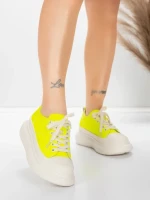 Pantofi Sport Dama din piele naturala 227802 Galben la... » meishop.life