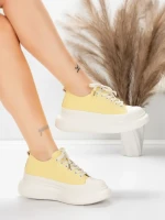 Pantofi Sport Dama din piele naturala 227802 Galbel De... » meishop.life