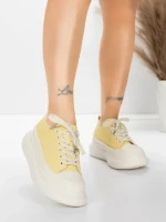 Pantofi Sport Dama din piele naturala 227802 Galbel De... » meishop.life