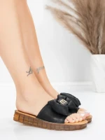 Papuci Dama cu Talpa Joasa 28118 Negru | Advancer » meishop.life