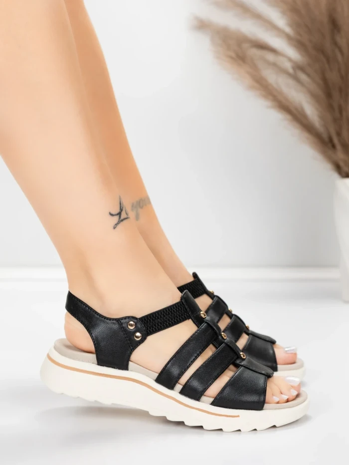 Sandale Dama cu Talpa Joasa 3FR035 Negru | Advancer » meishop.life