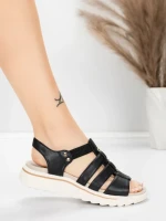 Sandale Dama cu Talpa Joasa 3FR035 Negru | Advancer » meishop.life