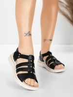 Sandale Dama cu Talpa Joasa 3FR035 Negru | Advancer » meishop.life