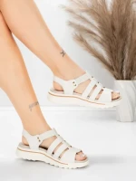 Sandale Dama cu Talpa Joasa 3FR035 Crem | Advancer » meishop.life