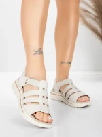 Sandale Dama cu Talpa Joasa 3FR035 Crem | Advancer » meishop.life