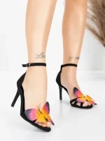 Sandale Dama cu Toc Subtire 5GS62 Negru | Mei » meishop.life