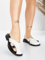 Papuci Dama cu Talpa Joasa 5GS63 Alb | Mei » meishop.life