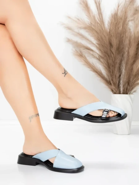 Papuci Dama cu Talpa Joasa 5GS63 Albastru | Mei » meishop.life