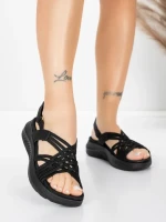Sandale Dama cu Platforma 5GS67 Negru | Mei » meishop.life