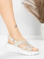 Sandale Dama cu Platforma 5GS67 Bej | Mei » meishop.life