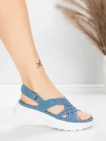 Sandale Dama cu Platforma 5GS67 Albastru | Mei » meishop.life
