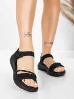 Sandale Dama cu Platforma 5GS68 Negru | Mei » meishop.life