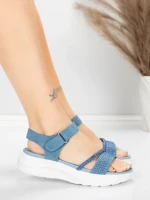 Sandale Dama cu Platforma 5GS68 Albastru | Mei » meishop.life