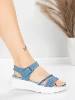 Sandale Dama cu Platforma 5GS68 Albastru | Mei » meishop.life