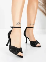 Sandale Dama cu Toc Subtire 5GZ91 Negru | Mei » meishop.life