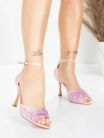 Sandale Dama cu Toc Subtire 5GZ91 Roz | Mei » meishop.life