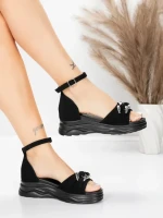Sandale Dama cu Platforma 5H75 Negru | Mei » meishop.life