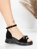 Sandale Dama cu Platforma 5H75 Negru | Mei » meishop.life