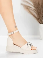 Sandale Dama cu Platforma 5H75 Bej | Mei » meishop.life