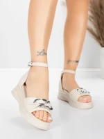 Sandale Dama cu Platforma 5H75 Bej | Mei » meishop.life