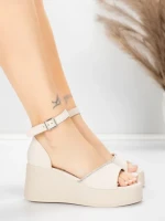 Sandale Dama cu Platforma 5H76 Bej | Mei » meishop.life