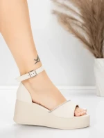 Sandale Dama cu Platforma 5H76 Bej | Mei » meishop.life