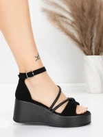 Sandale Dama cu Platforma 5H77 Negru | Mei » meishop.life