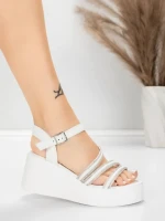 Sandale Dama cu Platforma 5H78 Alb | Mei » meishop.life