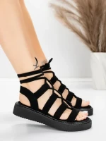 Sandale Dama cu Talpa Joasa 5H79 Negru | Mei » meishop.life