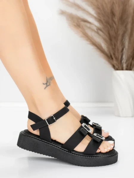 Sandale Dama cu Talpa Joasa 5H80 Negru | Mei » meishop.life