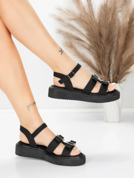 Sandale Dama cu Talpa Joasa 5H80 Negru | Mei » meishop.life