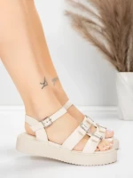 Sandale Dama cu Talpa Joasa 5H80 Bej | Mei » meishop.life