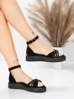 Sandale Dama cu Talpa Joasa 5H81 Negru | Mei » meishop.life
