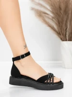 Sandale Dama cu Talpa Joasa 5H81 Negru | Mei » meishop.life