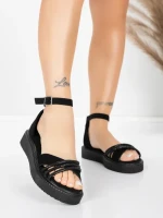 Sandale Dama cu Talpa Joasa 5H81 Negru | Mei » meishop.life