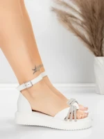 Sandale Dama cu Talpa Joasa 5H81 Alb | Mei » meishop.life