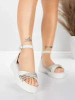 Sandale Dama cu Talpa Joasa 5H81 Alb | Mei » meishop.life