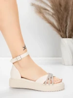 Sandale Dama cu Talpa Joasa 5H81 Bej | Mei » meishop.life