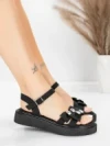 Sandale Dama cu Talpa Joasa 5H82 Negru | Mei