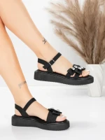 Sandale Dama cu Talpa Joasa 5H82 Negru | Mei » meishop.life