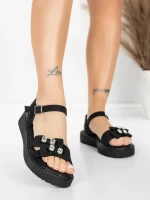 Sandale Dama cu Talpa Joasa 5H82 Negru | Mei » meishop.life