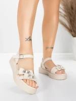 Sandale Dama cu Talpa Joasa 5H82 Bej | Mei » meishop.life