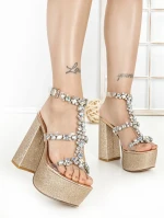 Sandale Dama cu Toc Gros si Platforma M-1 Champagne | ... » meishop.life