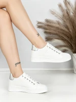Sneakers Dama BK-52-6 Alb-Argintiu | Abloom » meishop.life