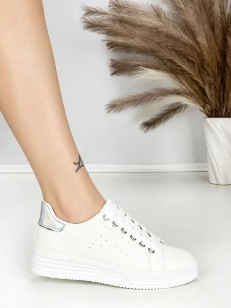 Sneakers Dama BK-52-6 Alb-Argintiu | Abloom » meishop.life